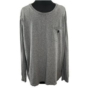 Polo by Ralph Lauren Gray Black Long Sleeve Pocket Tee Shirt Cotton Crewneck XL